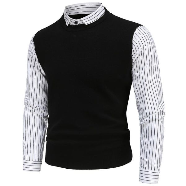 men's sweaters 2021 fake two-piece shirt collar sweater tight-fitting male bottoming european and american style, White;black
men's sweaters 2021 fake two-piece shirt collar sweater tight-fitting male bottoming european and american style, White;black