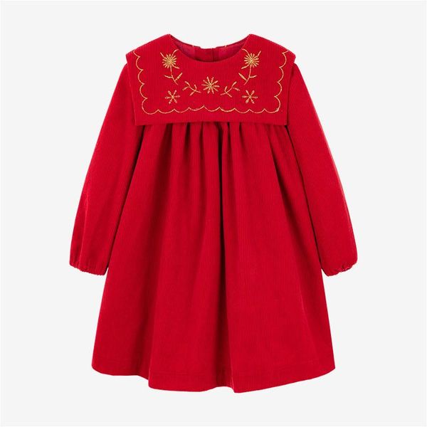 girl's dresses 2021 girls red embroidery dress kids christmas year sailor collar girl spring autumn long sleeve frocks, Red;yellow 
girl's dresses 2021 girls red embroidery dress kids christmas year sailor collar girl spring autumn long sleeve frocks, Red;yellow