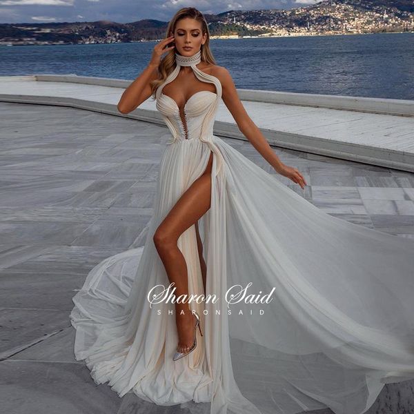 party dresses ivory high slit prom 2021 summer beach neck dubai long evening gowns court train wedding, White;black
party dresses ivory high slit prom 2021 summer beach neck dubai long evening gowns court train wedding, White;black