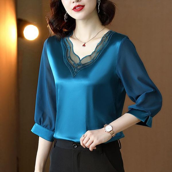korean fashion silk satin women shirts office and solid lace woman blusas plus size xxxl 5xl, White
korean fashion silk satin women shirts office and solid lace woman blusas plus size xxxl 5xl, White
