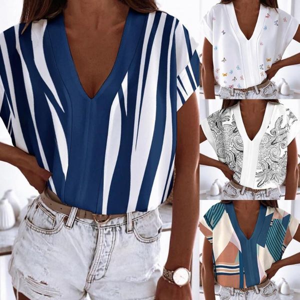 women's blouses & shirts 2021 summer women lady v-neck short sleeve shirt loose print fashion casual clothes, White
women's blouses & shirts 2021 summer women lady v-neck short sleeve shirt loose print fashion casual clothes, White