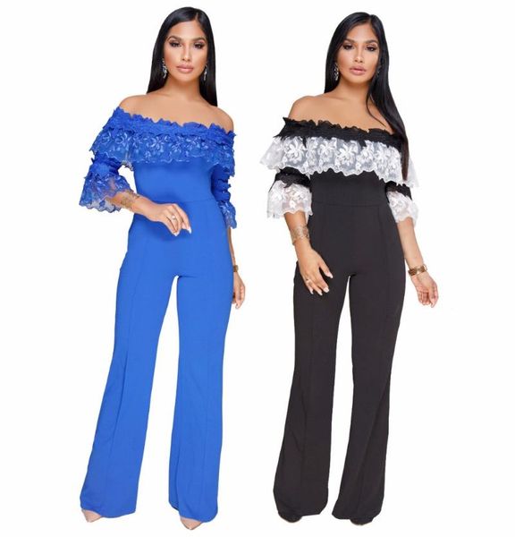 women's jumpsuits & rompers arrival women black blue lace plus size loose jumpsuit off shoulder celebrity party bodycon bandage, Black;white
women's jumpsuits & rompers arrival women black blue lace plus size loose jumpsuit off shoulder celebrity party bodycon bandage, Black;white