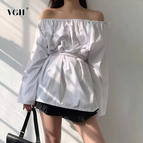 vgh casual solid shirts for women slash neck long sleeve sashes slim drawstring straight blouses female spring fashion tide 210421, White
vgh casual solid shirts for women slash neck long sleeve sashes slim drawstring straight blouses female spring fashion tide 210421, White