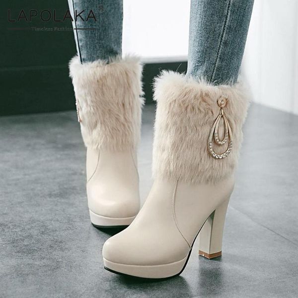 boots lapolaka 2021 brand elegant spiked heels warm plush snow woman shoes metal rhinestone decoration zipper lady, Black
boots lapolaka 2021 brand elegant spiked heels warm plush snow woman shoes metal rhinestone decoration zipper lady, Black
