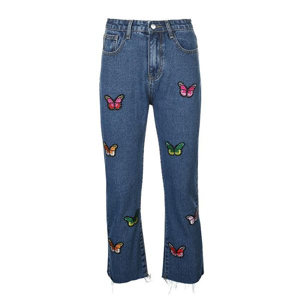 women's jeans 2021 high waist girlish style woman long trousers cowboy female loose streetwear butterfly embroidered straight pants, Blue
women's jeans 2021 high waist girlish style woman long trousers cowboy female loose streetwear butterfly embroidered straight pants, Blue