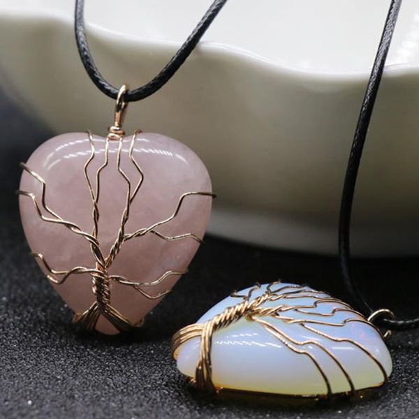 pendant necklaces natural stone heart tree life wire wrap pink quartz abalone shell tiger eye purple crystal necklace for women, Silver
pendant necklaces natural stone heart tree life wire wrap pink quartz abalone shell tiger eye purple crystal necklace for women, Silver