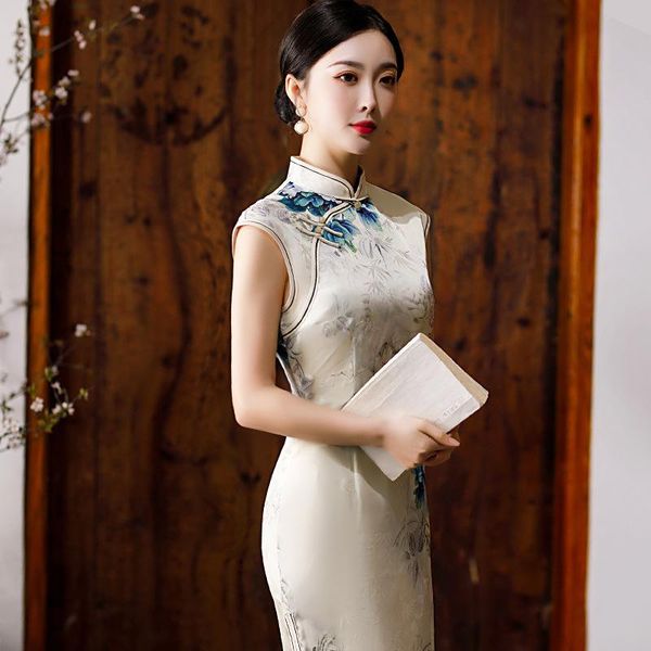 ethnic clothing satin vintage sleeveless qipao women classic floral printed elegant chinese dress traditional mandarin collar cheongsams gow, Red
ethnic clothing satin vintage sleeveless qipao women classic floral printed elegant chinese dress traditional mandarin collar cheongsams gow, Red