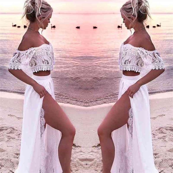 2019 white dress two-piece set maxi dress vestido lace one shoulder split floor-length vestido party dress 210331, Black;gray
2019 white dress two-piece set maxi dress vestido lace one shoulder split floor-length vestido party dress 210331, Black;gray