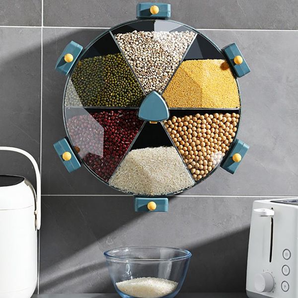 8.5l rotating dispenser 6-grid dry fruit rice storage box plastic divided cells wall mounted kitchen organizer bottles & jars
8.5l rotating dispenser 6-grid dry fruit rice storage box plastic divided cells wall mounted kitchen organizer bottles & jars