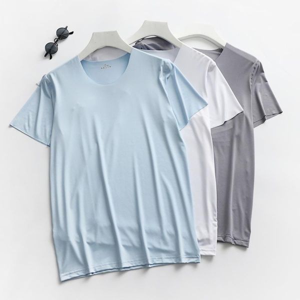 men's t-shirts 2021 thin short sleeve ice silk without summer solid color t shirt trace slim bottoming fashion men clothing, White;black
men's t-shirts 2021 thin short sleeve ice silk without summer solid color t shirt trace slim bottoming fashion men clothing, White;black