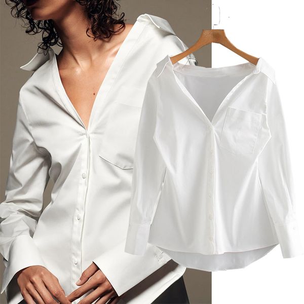 women's blouses & shirts new fashion deep v-neck pure white poplin women turn-down collar chiffon blouse shirt casual loose t
women's blouses & shirts new fashion deep v-neck pure white poplin women turn-down collar chiffon blouse shirt casual loose t