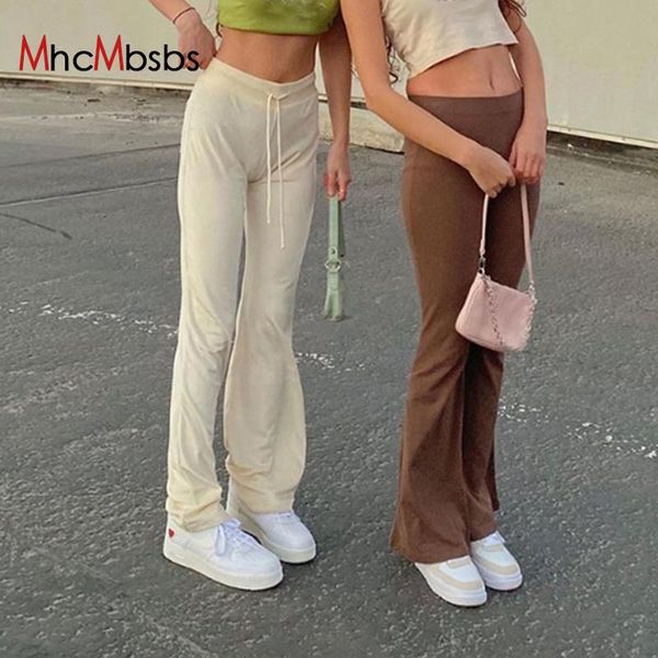 women flare pants high waist y2k joggers chic e girl casual sweatpants 2021 fashion elegant streetwear drawstring trousers women's & ca, Black;white