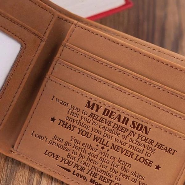 ve2026 mom to son mens boys wallet genuine engraving laser leather purse card holder bifold wallets purses retro from, Red;black
ve2026 mom to son mens boys wallet genuine engraving laser leather purse card holder bifold wallets purses retro from, Red;black