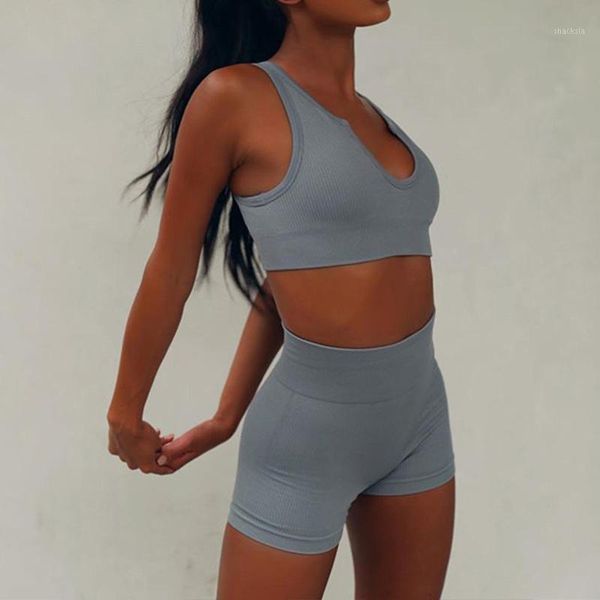 summer women breathable fitness sports outfits 2 piece seamless crop tank high waist shorts sets vetement femme 2021 a40 women's tracks, Gray
summer women breathable fitness sports outfits 2 piece seamless crop tank high waist shorts sets vetement femme 2021 a40 women's tracks, Gray