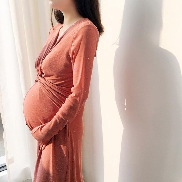 maternity dresses v-neck nursing dress pregnancy for baby shower long sleeve gown gilttering decoration, White
maternity dresses v-neck nursing dress pregnancy for baby shower long sleeve gown gilttering decoration, White