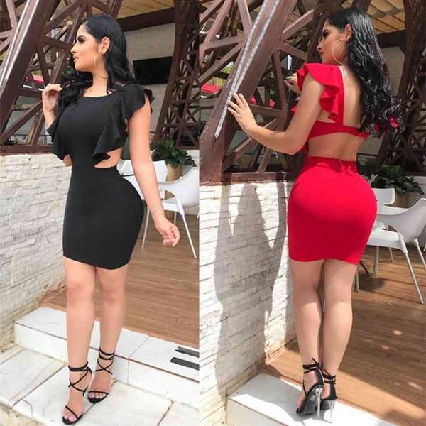summer dresses fashion women o neck sleeveless ruffles backless bodycon mini slim package hip ladies elegant 210517, Black;gray
summer dresses fashion women o neck sleeveless ruffles backless bodycon mini slim package hip ladies elegant 210517, Black;gray