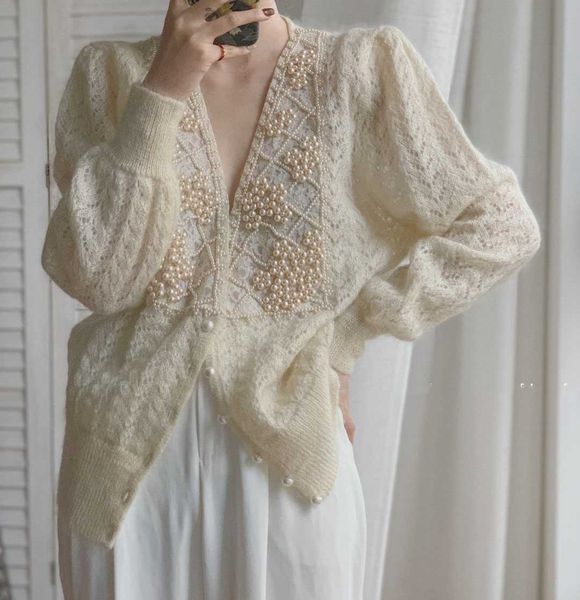 cardigan knitted sweater autumn winter long sleeve v neck jumper fashion sweet beaded casual streetwear 210601, White
cardigan knitted sweater autumn winter long sleeve v neck jumper fashion sweet beaded casual streetwear 210601, White