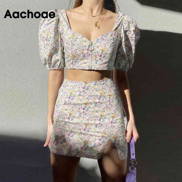stylish women floral print 2 set puff sleeve cropped blouse with split mini skirt vintage ladies two piece sets 210413, White
stylish women floral print 2 set puff sleeve cropped blouse with split mini skirt vintage ladies two piece sets 210413, White