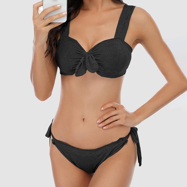 bikini 2021 summer women's swimwear solid color bowknot bandage split swimsuit female brazilian biquini, White;black
bikini 2021 summer women's swimwear solid color bowknot bandage split swimsuit female brazilian biquini, White;black