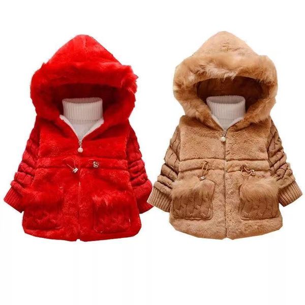 jackets children outerwear toddler baby girls faux fur coat kids winter warm thick jacket snowsuit wear pink clothes, Blue;gray