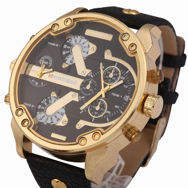 wristwatches men's quartz watch fashion luxury casual military two time date display leather strap golden camouflage clock relogio wris, Slivery;brown
wristwatches men's quartz watch fashion luxury casual military two time date display leather strap golden camouflage clock relogio wris, Slivery;brown