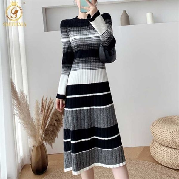 hma women winter autumn stripe knit sweater dress korean fashion flare long sleeve midi dresses vestidos 211220, Black;gray
hma women winter autumn stripe knit sweater dress korean fashion flare long sleeve midi dresses vestidos 211220, Black;gray
