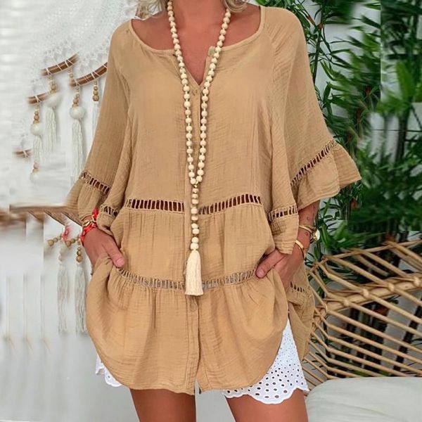 women's t-shirt 40# hollow out cotton and linen t-shirts women v-neck solid color loose long sleeve for leisure tunic tee, White
women's t-shirt 40# hollow out cotton and linen t-shirts women v-neck solid color loose long sleeve for leisure tunic tee, White
