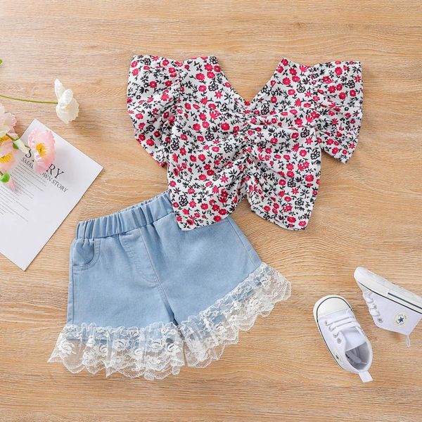 pudcoco 2pieces kids suit set flower print v-neck short sleeve + lace trim denim shorts baby girls clothes 1-6 years clothing sets, White
pudcoco 2pieces kids suit set flower print v-neck short sleeve + lace trim denim shorts baby girls clothes 1-6 years clothing sets, White