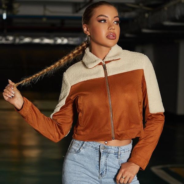 women's jackets style jacket long-sleeved suede short fashion retro grain wool stitching color matching zipper, Black;brown
women's jackets style jacket long-sleeved suede short fashion retro grain wool stitching color matching zipper, Black;brown