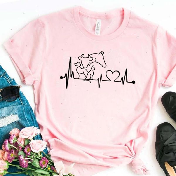 women t shirt womens animal heartbeat cow horse print short sleeve o neck loose, White
women t shirt womens animal heartbeat cow horse print short sleeve o neck loose, White