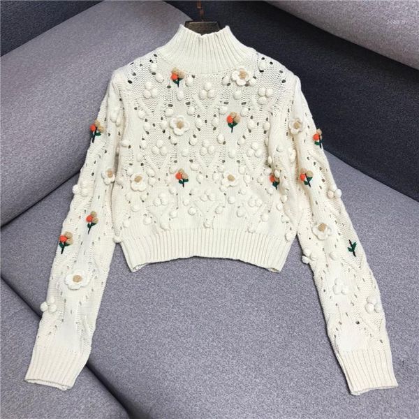 sweater women hand-knitted three-dimensional flowers hollow turtleneck beige women's sweaters, White;black
sweater women hand-knitted three-dimensional flowers hollow turtleneck beige women's sweaters, White;black