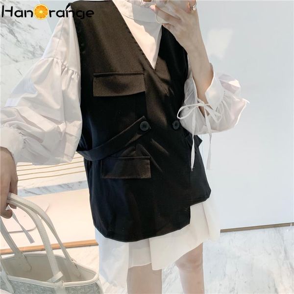 women's vests summer irregular suit vest 2021 spring v-neck sleeveless blazer jacket, Black;white
women's vests summer irregular suit vest 2021 spring v-neck sleeveless blazer jacket, Black;white