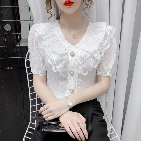 women's blouses & shirts of female temperament the summer 2021 western style v-neck shirt falbala bud silk bubbles choli, White
women's blouses & shirts of female temperament the summer 2021 western style v-neck shirt falbala bud silk bubbles choli, White