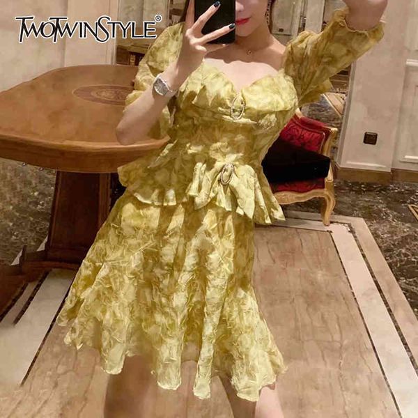 twotwinstyle elegant printed dress for women square collar puff sleeve high waist patchwork ruffle mini dresses female summer 210517, Black;gray
twotwinstyle elegant printed dress for women square collar puff sleeve high waist patchwork ruffle mini dresses female summer 210517, Black;gray