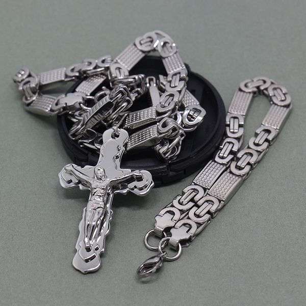 8mm flat byzantine chain stainless steel necklace for men's jesus cross pendant jewelry, Silver
8mm flat byzantine chain stainless steel necklace for men's jesus cross pendant jewelry, Silver