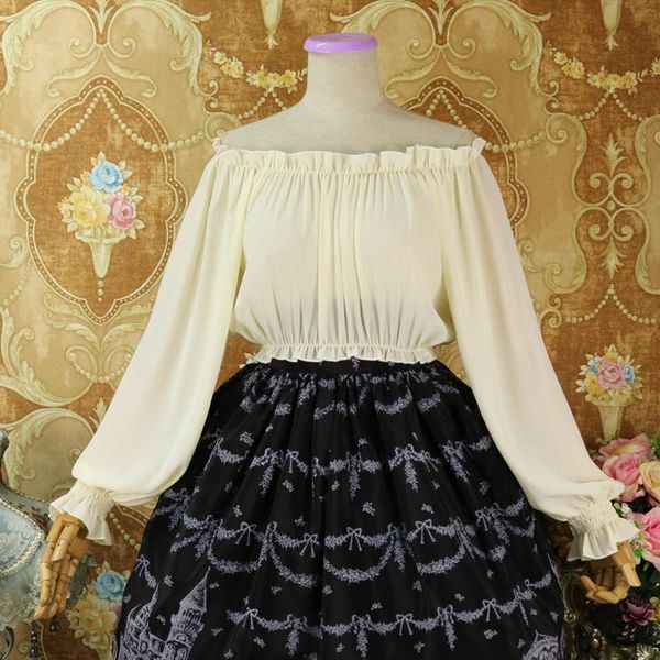 women's blouses & shirts spring lolita jsk chiffon long-sleeved shirt slash neck short and simple casual harajuku women blouse top, White
women's blouses & shirts spring lolita jsk chiffon long-sleeved shirt slash neck short and simple casual harajuku women blouse top, White
