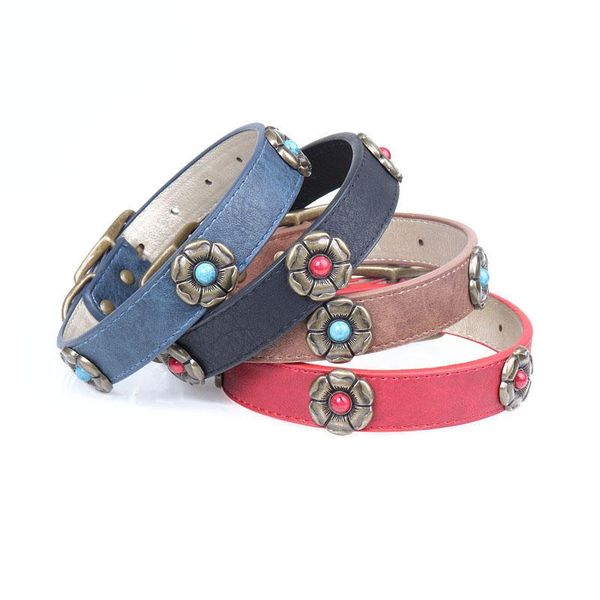 dog collars & leashes leather collar vintage gem design pet for small medium large dogs accessoires
dog collars & leashes leather collar vintage gem design pet for small medium large dogs accessoires