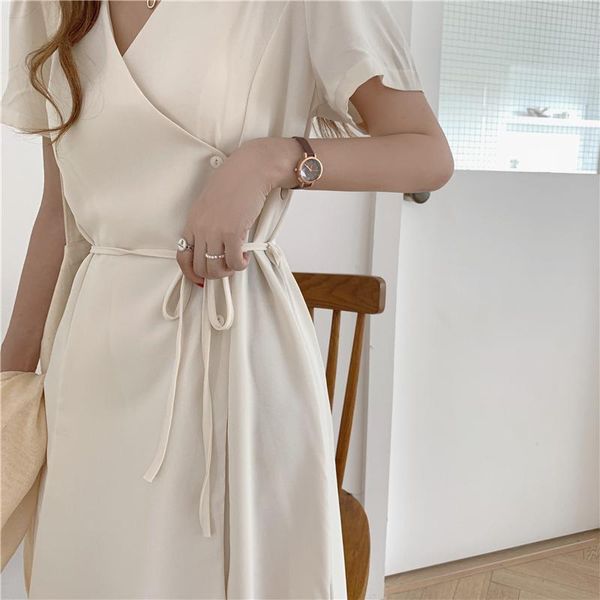 casual dresses 2021 women summer lace up elegant buttons fashionable korean style v-neck lady long vintage dress evening, Black;gray
casual dresses 2021 women summer lace up elegant buttons fashionable korean style v-neck lady long vintage dress evening, Black;gray