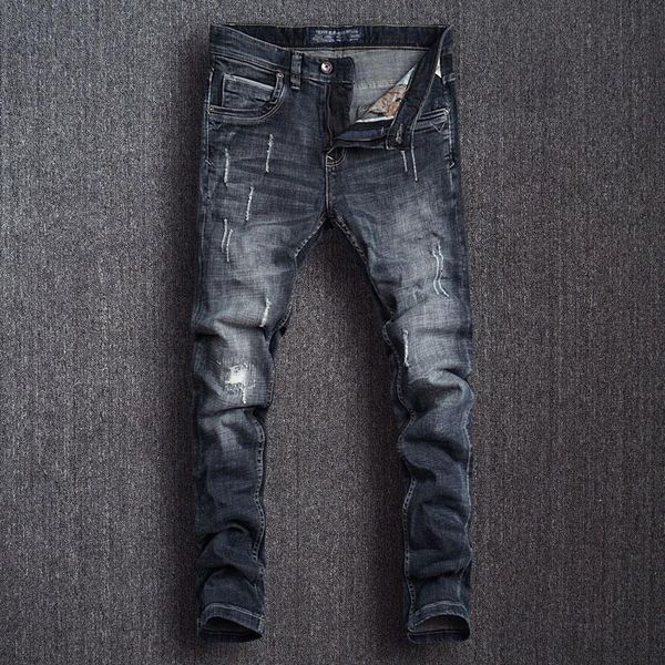 men's jeans european vintage fashion men retro black blue elastic slim ripped patchwork scratch designer casual denim pants
men's jeans european vintage fashion men retro black blue elastic slim ripped patchwork scratch designer casual denim pants