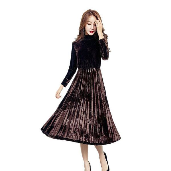 casual dresses plus size women's gold velvet dress long sleeve turtleneck elegant pleated 4xl vestidos autumn winter robe for party f88, Black;gray
casual dresses plus size women's gold velvet dress long sleeve turtleneck elegant pleated 4xl vestidos autumn winter robe for party f88, Black;gray