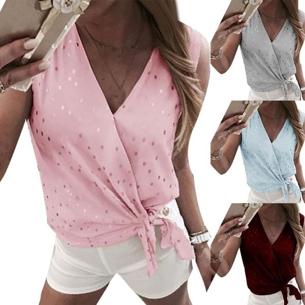 women's t-shirt women fashion casual sleeveless v neck front cross polka dot print bandage office ladies shirt female, White
women's t-shirt women fashion casual sleeveless v neck front cross polka dot print bandage office ladies shirt female, White