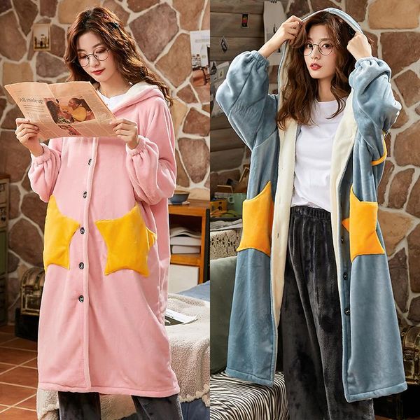 women robe with cap winter thick bathrobe gown casual loose nightdress sleepwear ladies warm nightwear home clothes women's, Black;red
women robe with cap winter thick bathrobe gown casual loose nightdress sleepwear ladies warm nightwear home clothes women's, Black;red