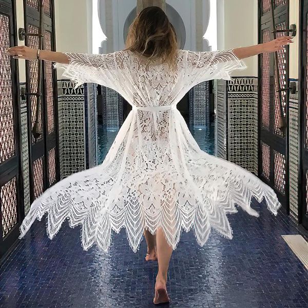women's swimwear beach pareo women lace cardigan kaftan dress bath outlet cover up bathing suit tunics beachwear cape for swimsuit, White;black
women's swimwear beach pareo women lace cardigan kaftan dress bath outlet cover up bathing suit tunics beachwear cape for swimsuit, White;black