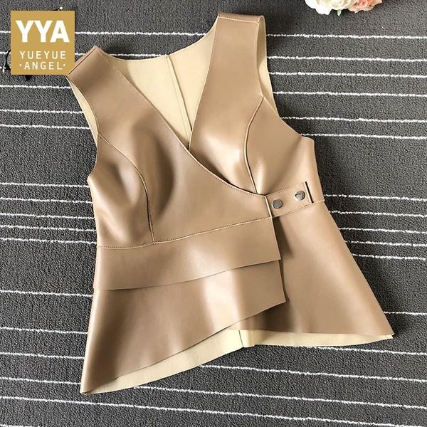 women's vests fashion sheepskin real leather irregular slim vest women office lady sleeveless jacket v-neck casual waistcoat, Black;white
women's vests fashion sheepskin real leather irregular slim vest women office lady sleeveless jacket v-neck casual waistcoat, Black;white