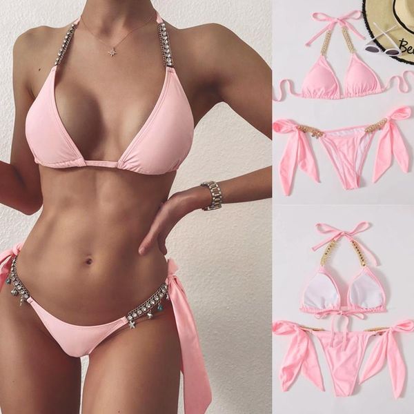 women's swimwear itranyee bikini set push up drawstring swimsuit crystal rihnstone halter v neck tied beachwear biquini, White;black
women's swimwear itranyee bikini set push up drawstring swimsuit crystal rihnstone halter v neck tied beachwear biquini, White;black