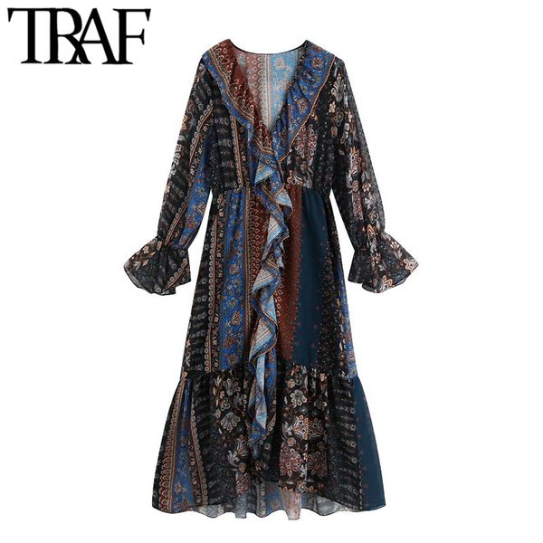 traf women fashion patchwork print ruffled asymmetric midi dress vintage long sleeve elastic waist female dresses mujer 210415, Black;gray
traf women fashion patchwork print ruffled asymmetric midi dress vintage long sleeve elastic waist female dresses mujer 210415, Black;gray