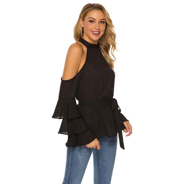 women's t-shirt off shoulder chiffon t shirt women hollow long sleeve spring summer halter basic fashion flare tee, White
women's t-shirt off shoulder chiffon t shirt women hollow long sleeve spring summer halter basic fashion flare tee, White