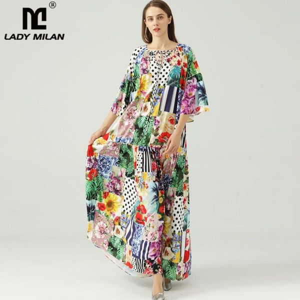 casual dresses women's runway lace up o neck 3/4 sleeves floral printed loose design fashion holiday maxi dress, Black;gray
casual dresses women's runway lace up o neck 3/4 sleeves floral printed loose design fashion holiday maxi dress, Black;gray