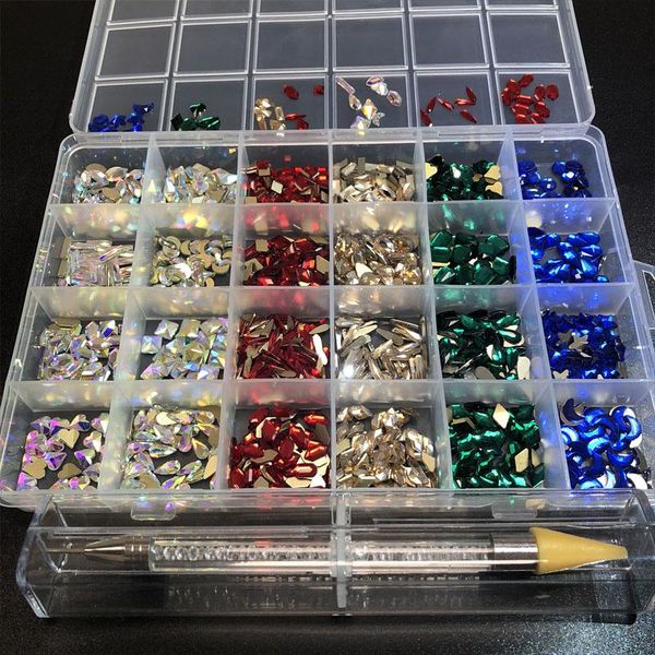 nail art decorations 600/1200pcs emerald/ab/red/blue/champagne 5color mix bling box rhinestone shapes kit luxury gem 24grid clear strass, Silver;gold
nail art decorations 600/1200pcs emerald/ab/red/blue/champagne 5color mix bling box rhinestone shapes kit luxury gem 24grid clear strass, Silver;gold