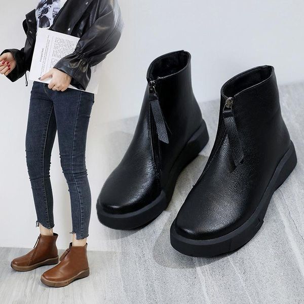 boots 2021 autumn fashion women genuine leather handmade vintage flat ankle botines shoes woman winter botas, Black
boots 2021 autumn fashion women genuine leather handmade vintage flat ankle botines shoes woman winter botas, Black